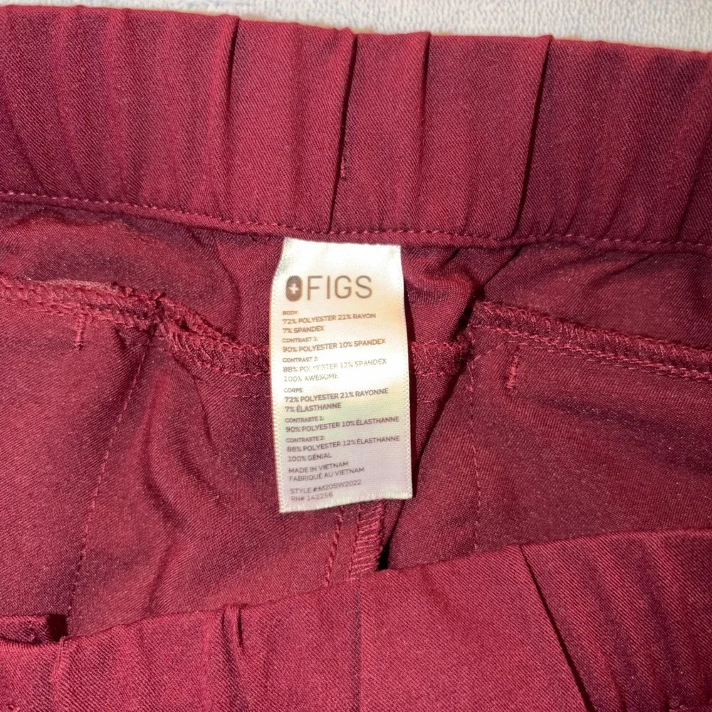 Disney x FIGS Mickey Scrub Pants Joggers Burgundy Maroon M20SW2022 Mens Medium